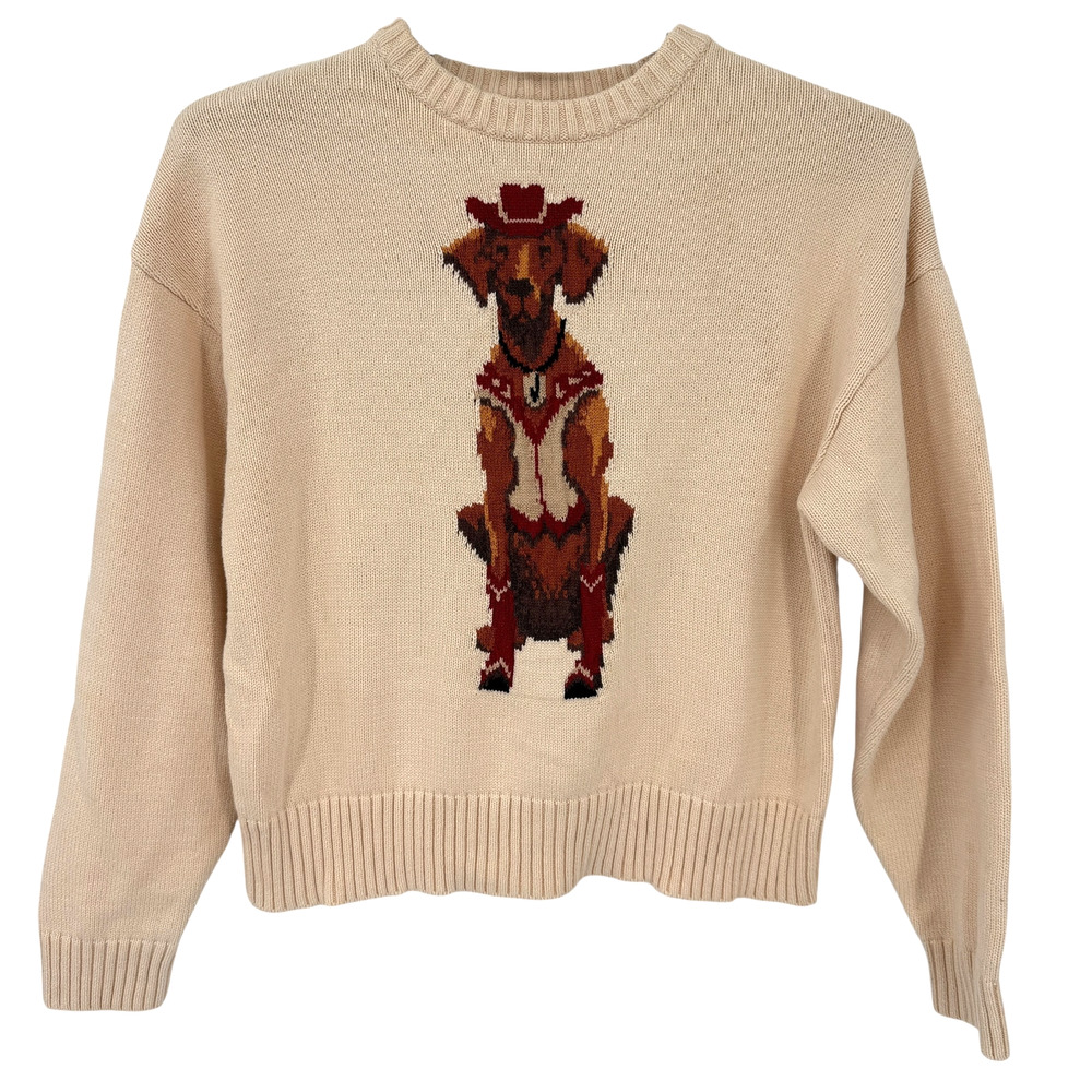 Anthropologie Porridge Western Jolene Dog Cowboy Pullover Sweater Size  XS NWT